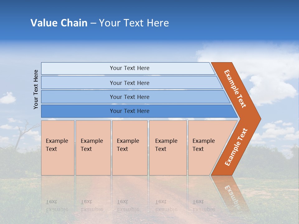 Red Dirt Road On Massai Mara, Kenya, Africa. PowerPoint Template