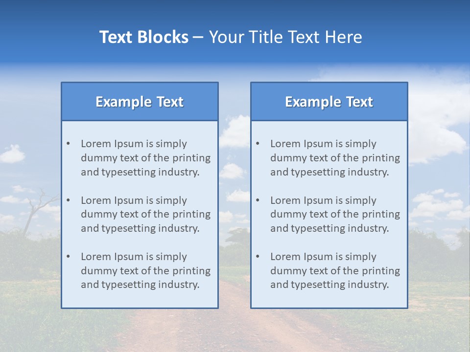 Red Dirt Road On Massai Mara, Kenya, Africa. PowerPoint Template