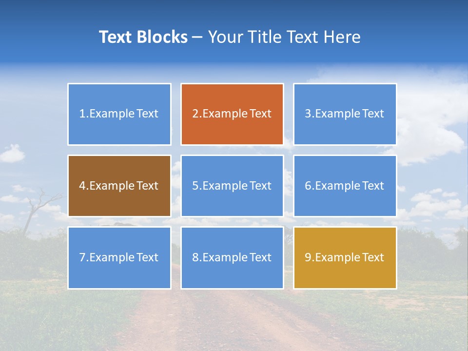 Red Dirt Road On Massai Mara, Kenya, Africa. PowerPoint Template