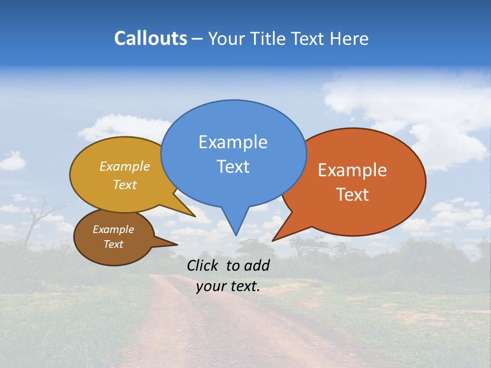 Red Dirt Road On Massai Mara, Kenya, Africa. PowerPoint Template