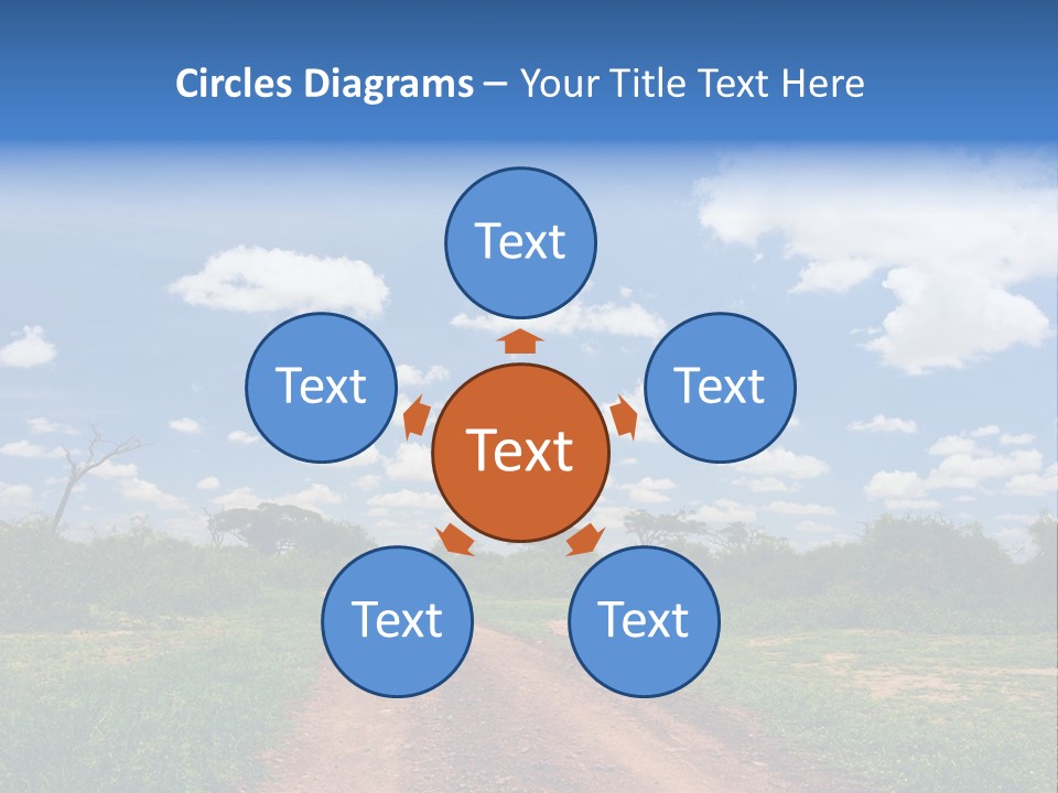 Red Dirt Road On Massai Mara, Kenya, Africa. PowerPoint Template