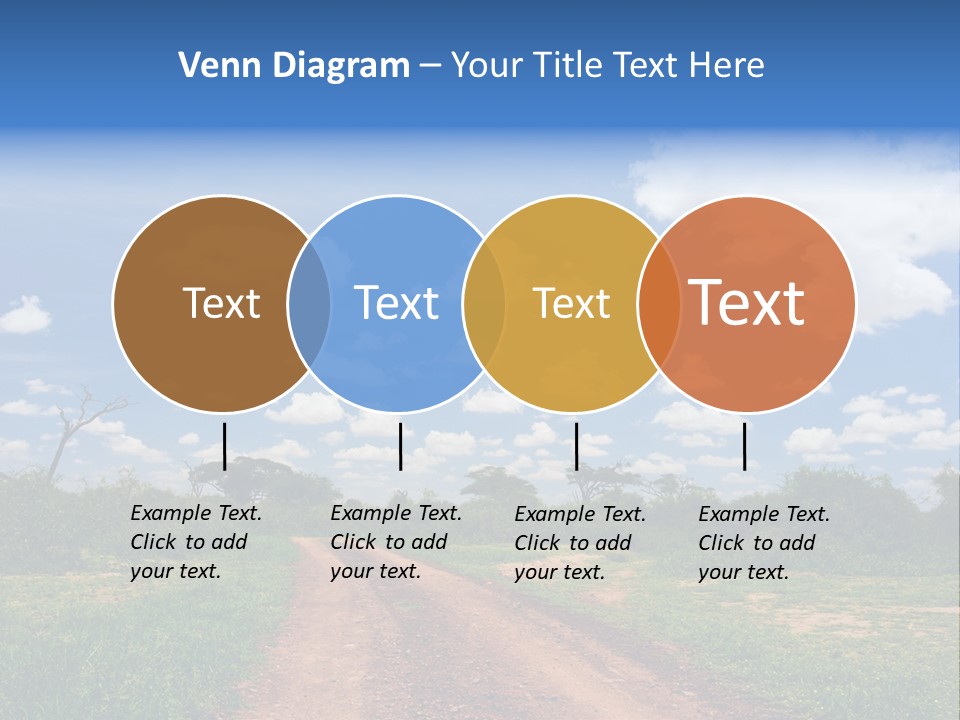 Red Dirt Road On Massai Mara, Kenya, Africa. PowerPoint Template