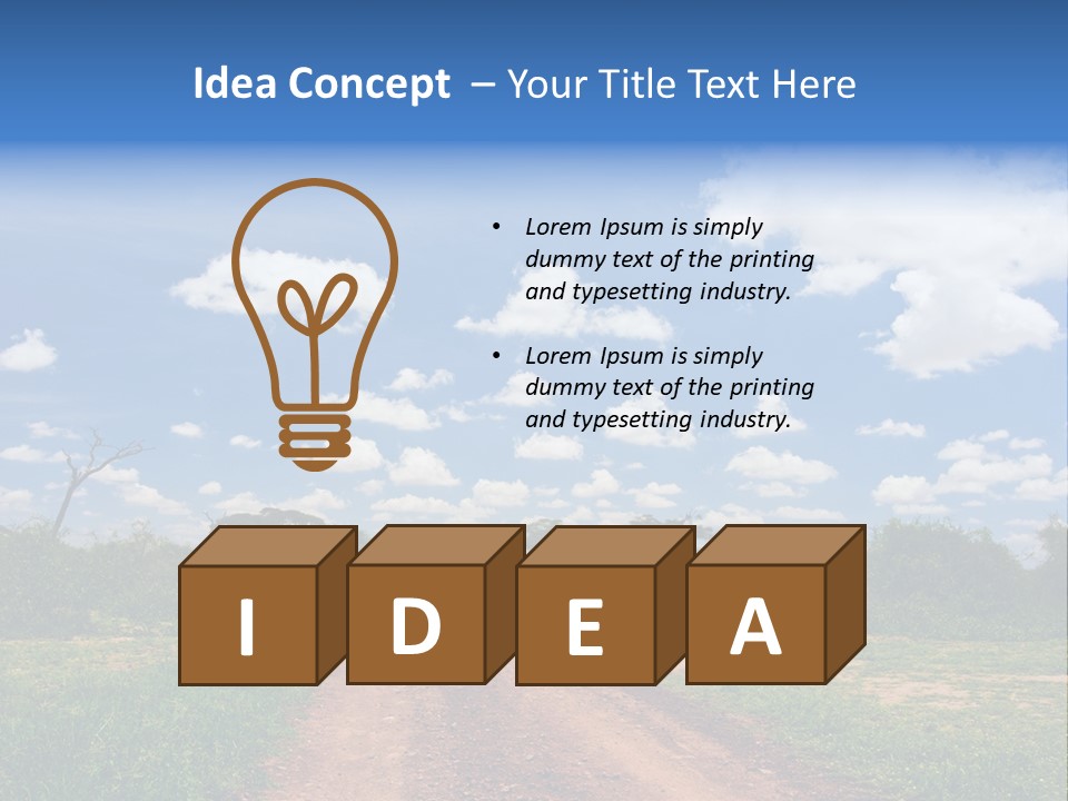 Red Dirt Road On Massai Mara, Kenya, Africa. PowerPoint Template