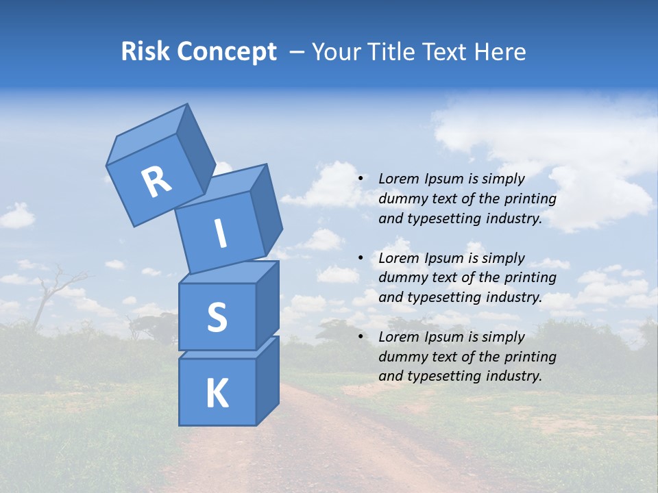 Red Dirt Road On Massai Mara, Kenya, Africa. PowerPoint Template