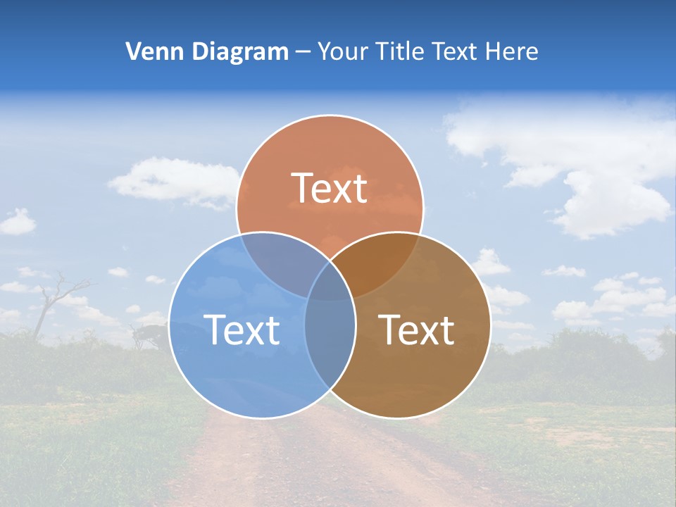 Red Dirt Road On Massai Mara, Kenya, Africa. PowerPoint Template