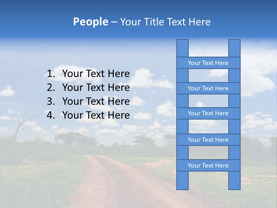 Red Dirt Road On Massai Mara, Kenya, Africa. PowerPoint Template