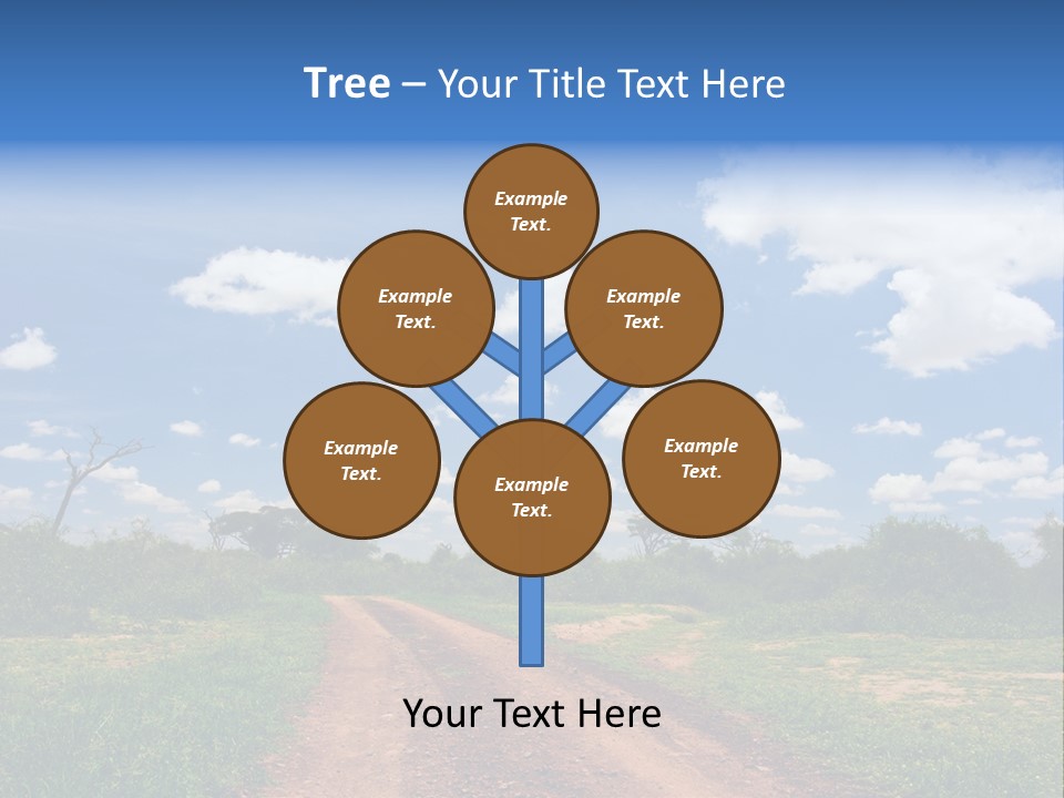 Red Dirt Road On Massai Mara, Kenya, Africa. PowerPoint Template