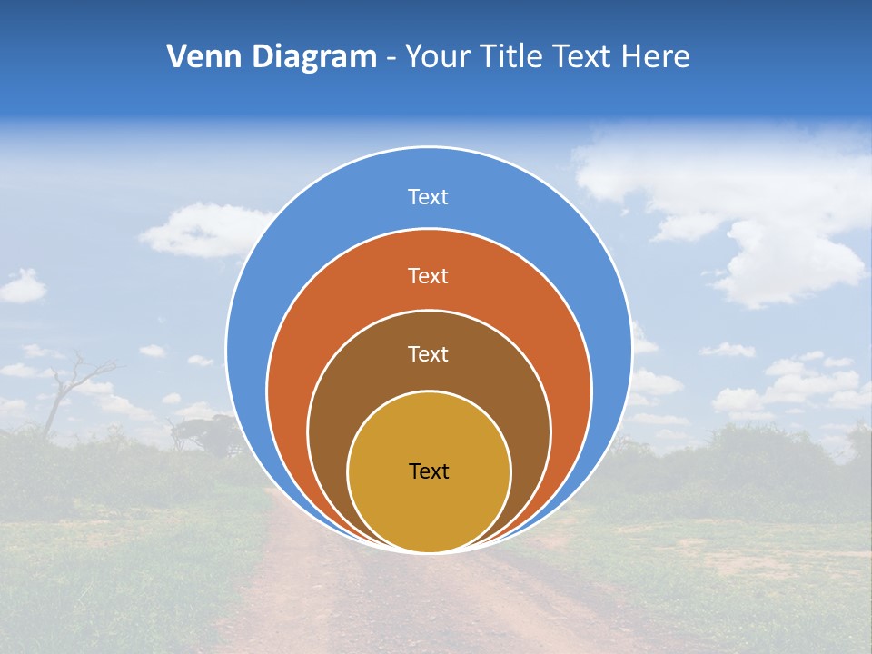Red Dirt Road On Massai Mara, Kenya, Africa. PowerPoint Template