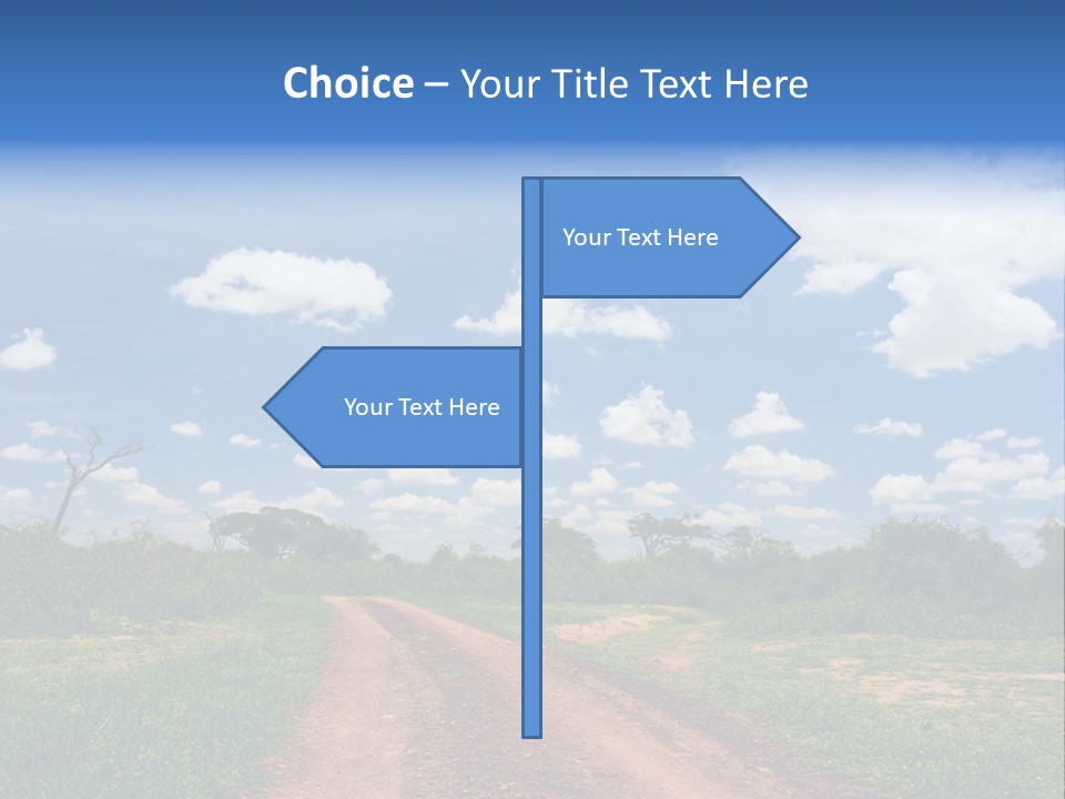 Red Dirt Road On Massai Mara, Kenya, Africa. PowerPoint Template