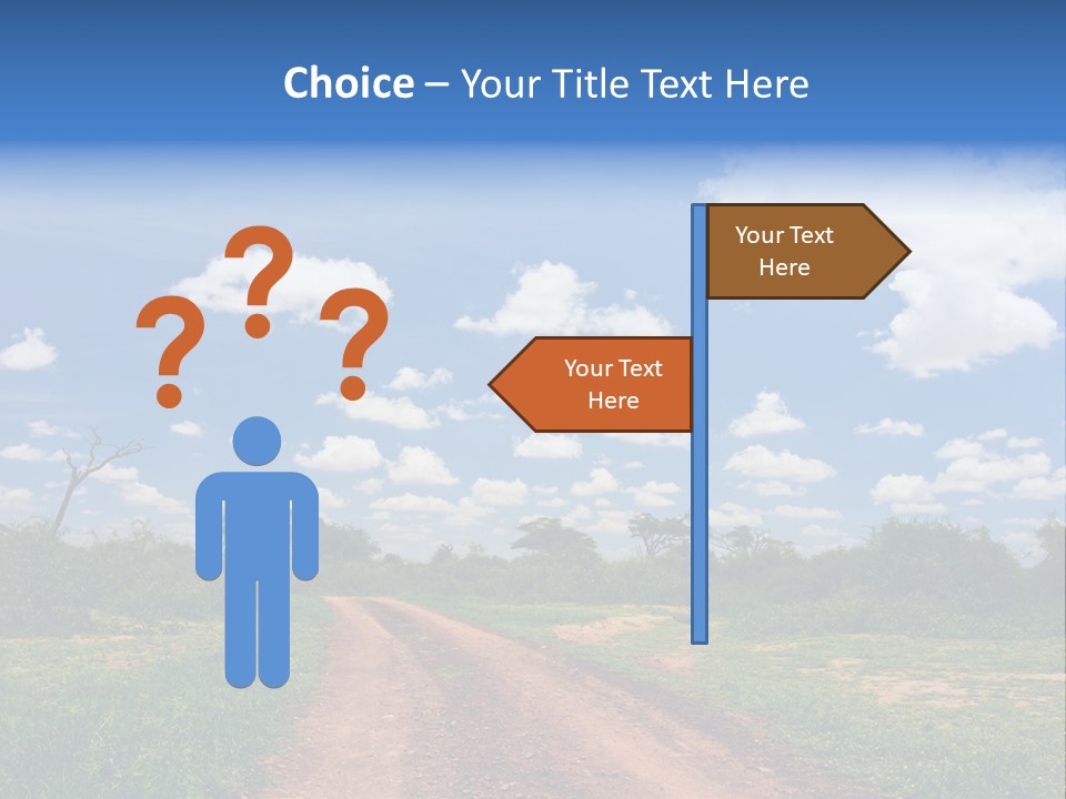 Red Dirt Road On Massai Mara, Kenya, Africa. PowerPoint Template