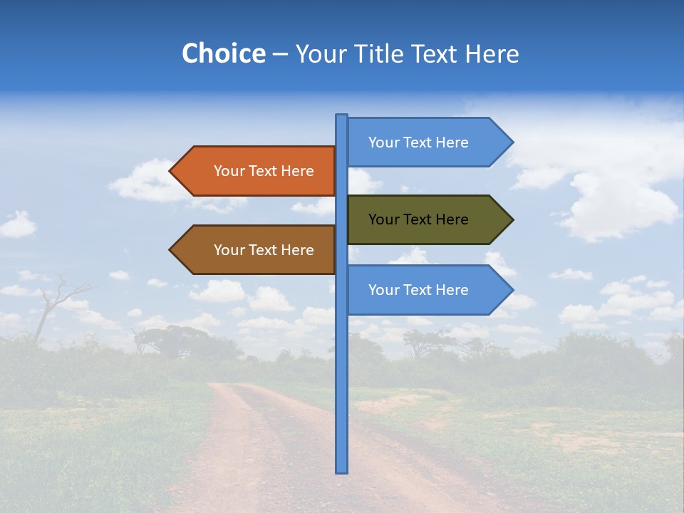 Red Dirt Road On Massai Mara, Kenya, Africa. PowerPoint Template