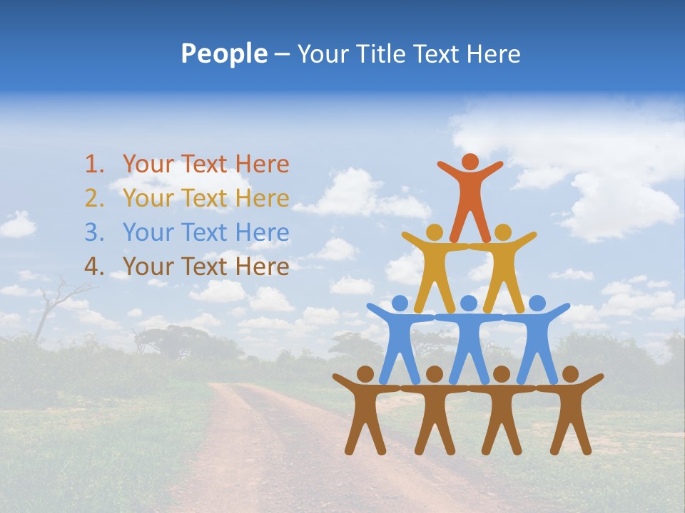 Red Dirt Road On Massai Mara, Kenya, Africa. PowerPoint Template