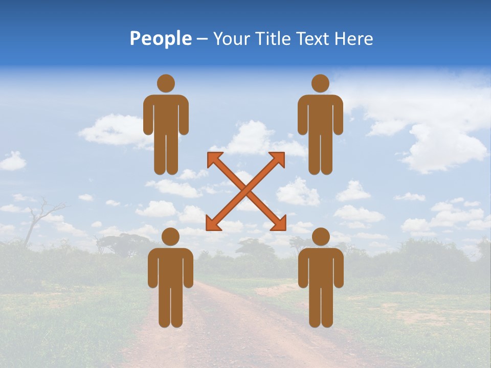 Red Dirt Road On Massai Mara, Kenya, Africa. PowerPoint Template