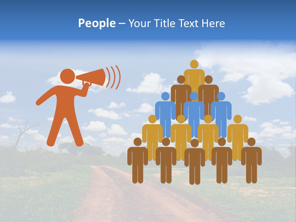 Red Dirt Road On Massai Mara, Kenya, Africa. PowerPoint Template