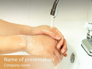 A Person Washing Their Hands Under A Faucet PowerPoint Template