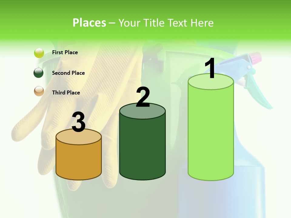 Wet Plastic Bucket With Cleaning Supplies Isolated On White Background PowerPoint Template