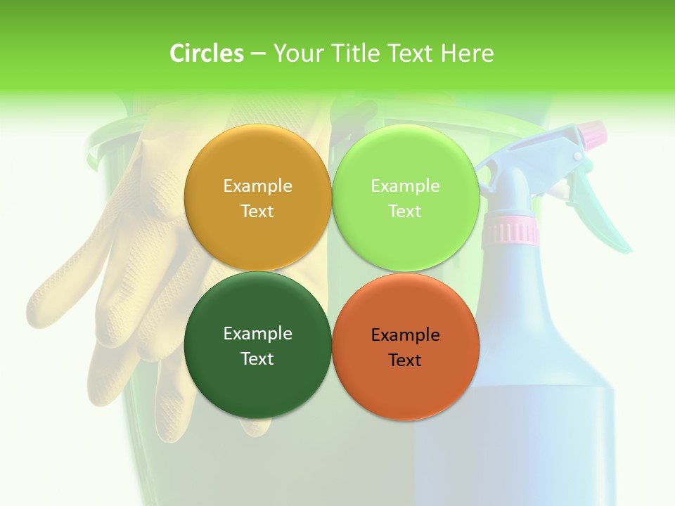 Wet Plastic Bucket With Cleaning Supplies Isolated On White Background PowerPoint Template