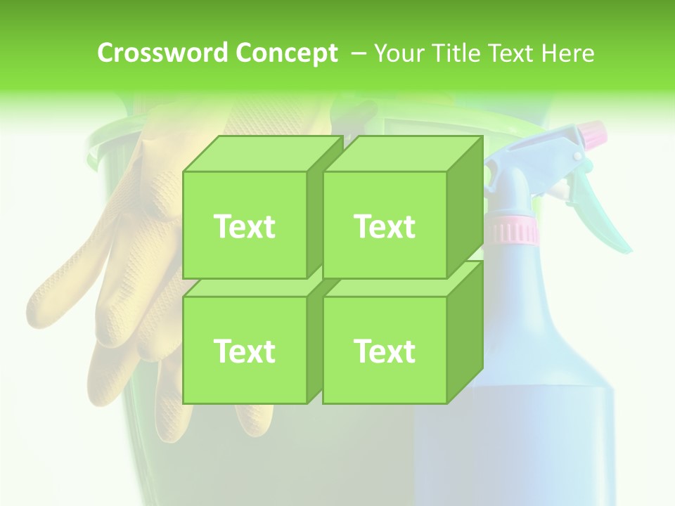 Wet Plastic Bucket With Cleaning Supplies Isolated On White Background PowerPoint Template