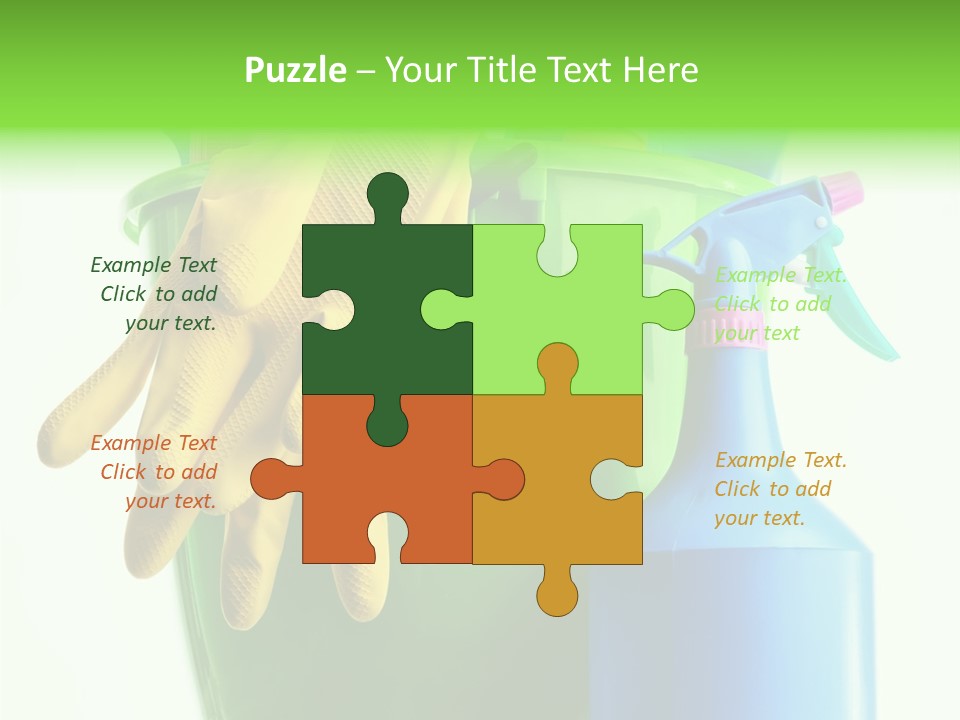 Wet Plastic Bucket With Cleaning Supplies Isolated On White Background PowerPoint Template