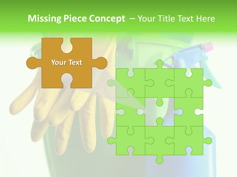 Wet Plastic Bucket With Cleaning Supplies Isolated On White Background PowerPoint Template