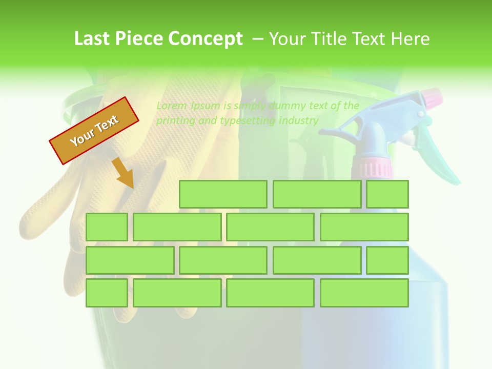 Wet Plastic Bucket With Cleaning Supplies Isolated On White Background PowerPoint Template