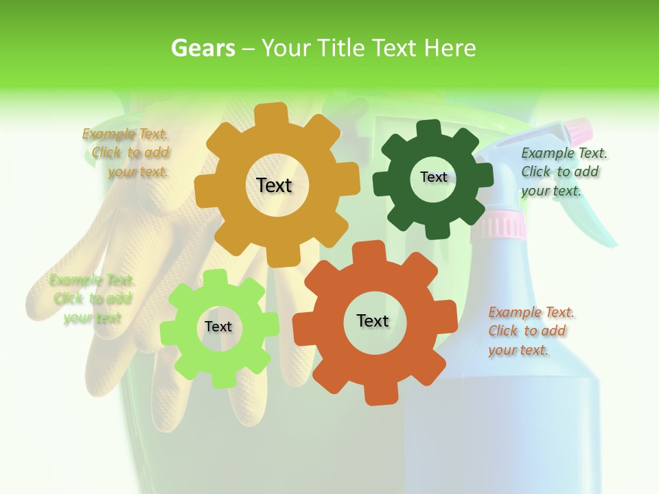 Wet Plastic Bucket With Cleaning Supplies Isolated On White Background PowerPoint Template