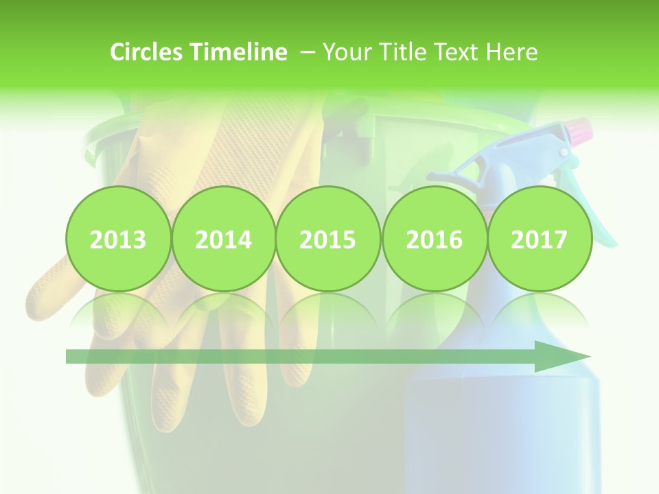 Wet Plastic Bucket With Cleaning Supplies Isolated On White Background PowerPoint Template