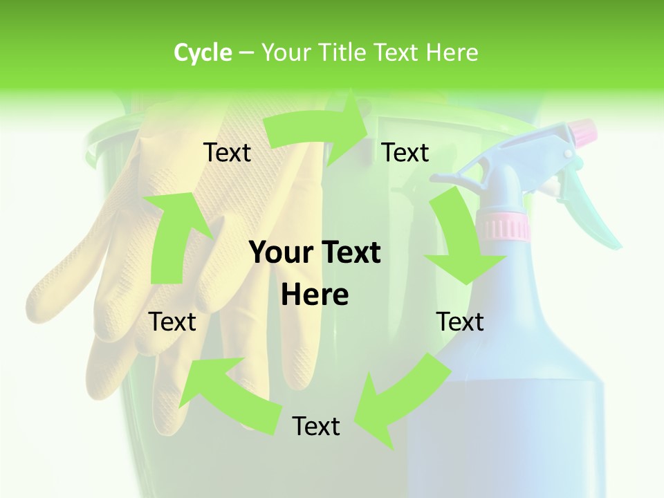 Wet Plastic Bucket With Cleaning Supplies Isolated On White Background PowerPoint Template