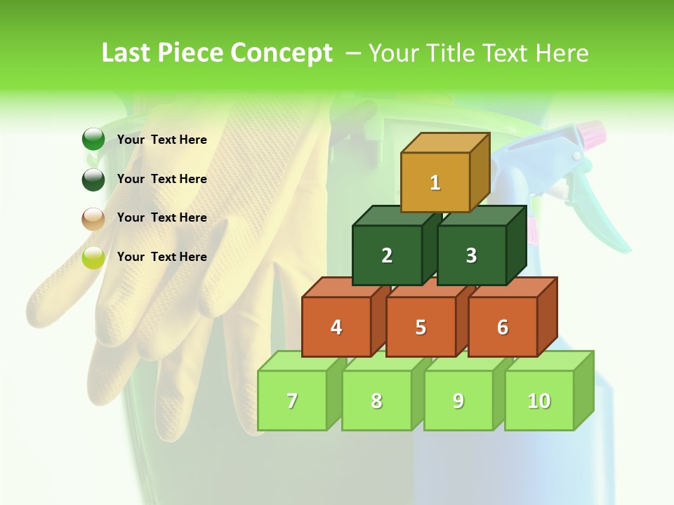 Wet Plastic Bucket With Cleaning Supplies Isolated On White Background PowerPoint Template