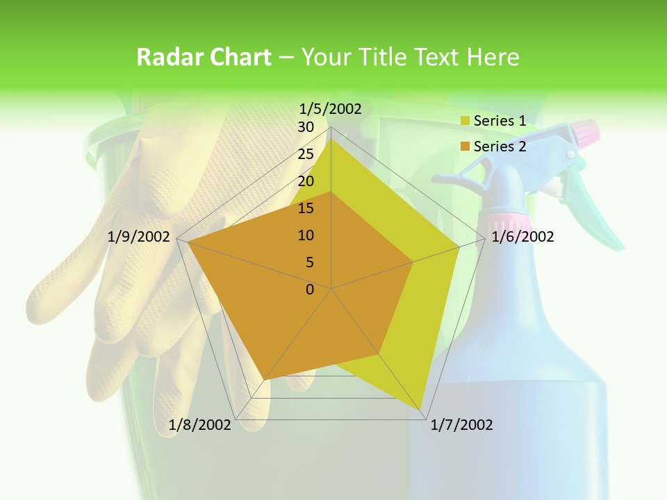 Wet Plastic Bucket With Cleaning Supplies Isolated On White Background PowerPoint Template