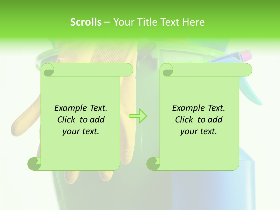 Wet Plastic Bucket With Cleaning Supplies Isolated On White Background PowerPoint Template