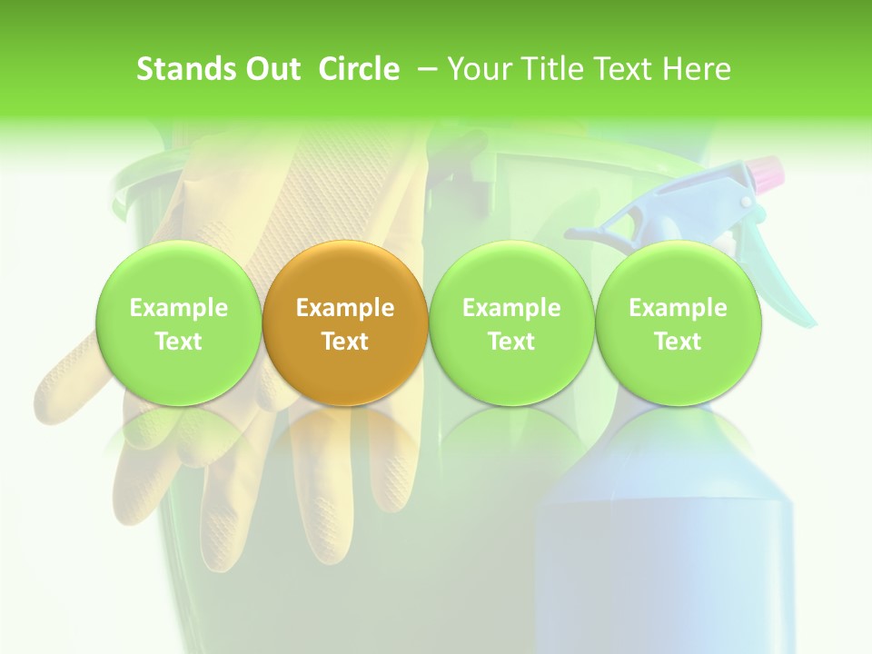 Wet Plastic Bucket With Cleaning Supplies Isolated On White Background PowerPoint Template