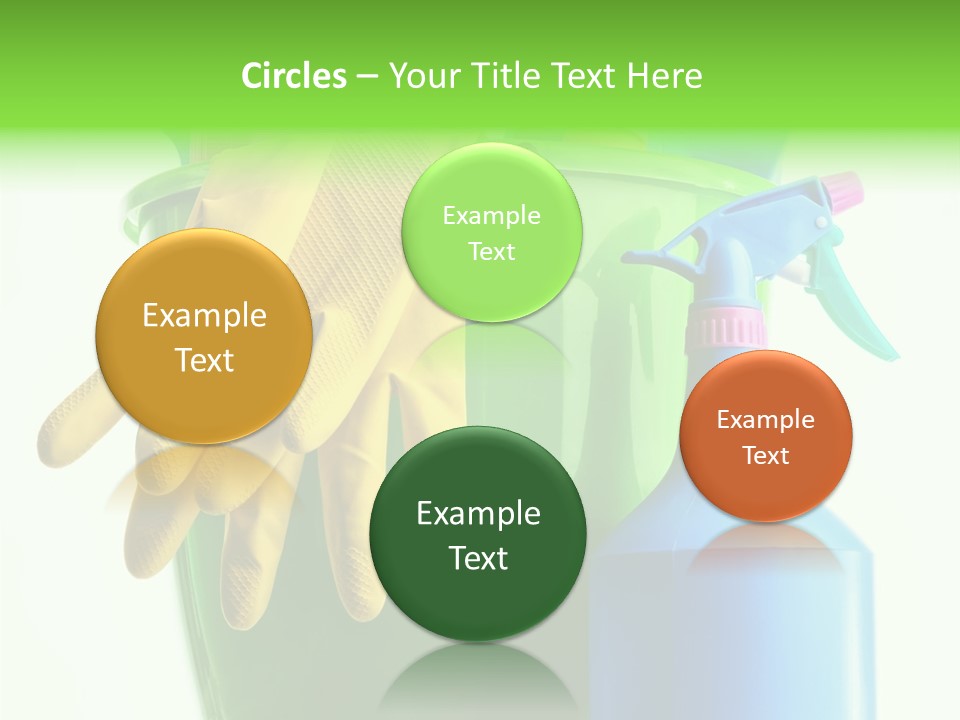 Wet Plastic Bucket With Cleaning Supplies Isolated On White Background PowerPoint Template