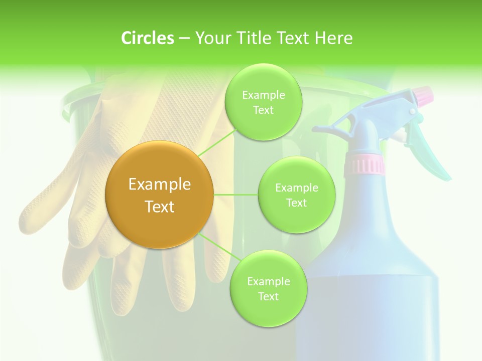 Wet Plastic Bucket With Cleaning Supplies Isolated On White Background PowerPoint Template