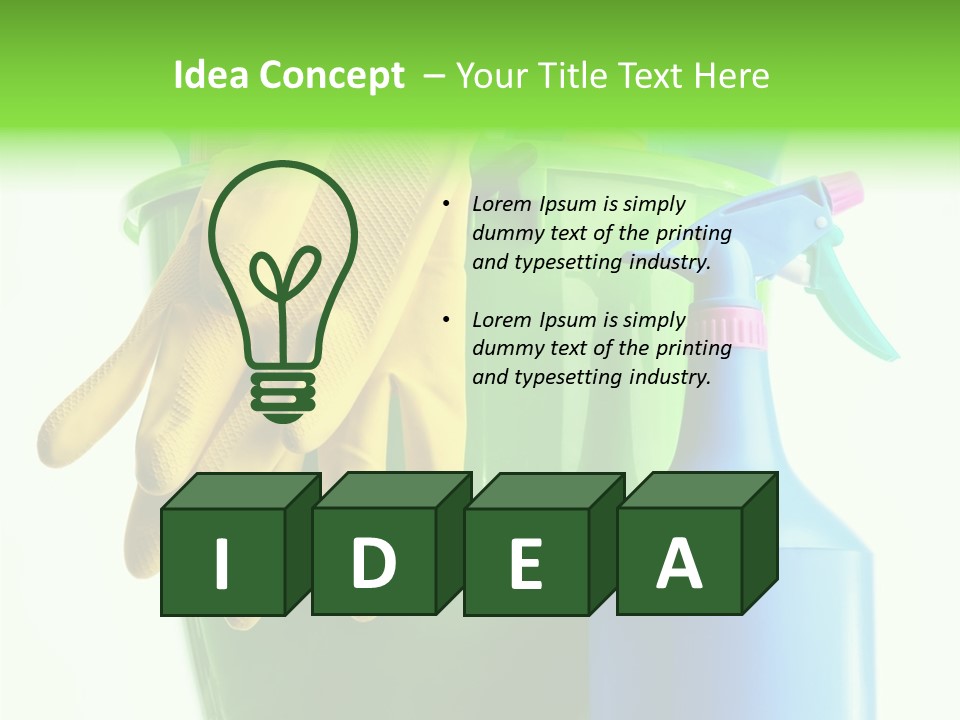 Wet Plastic Bucket With Cleaning Supplies Isolated On White Background PowerPoint Template