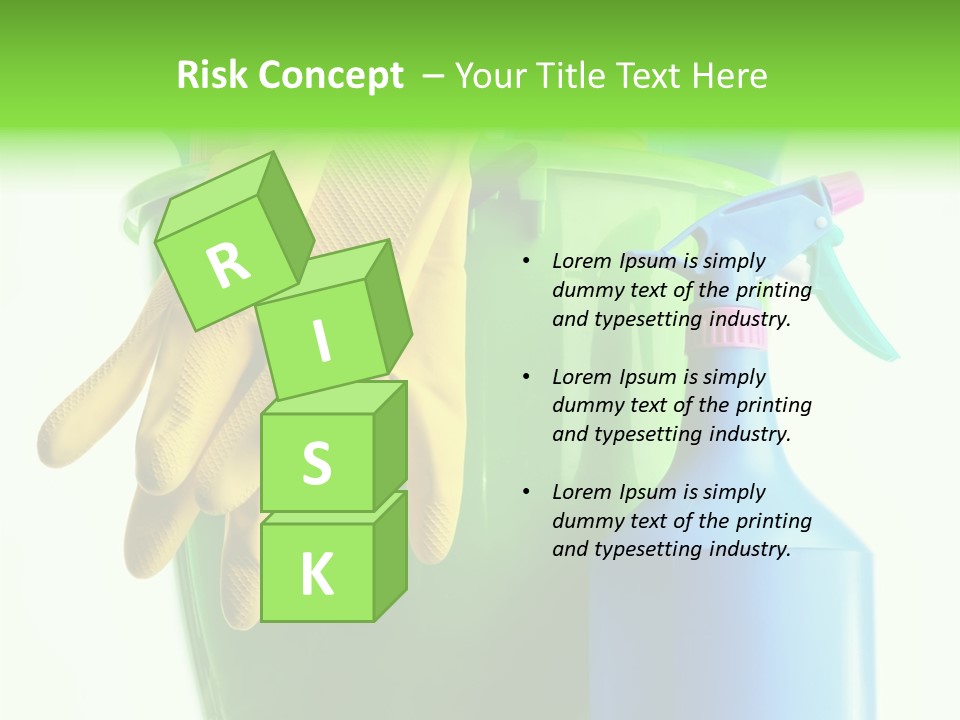 Wet Plastic Bucket With Cleaning Supplies Isolated On White Background PowerPoint Template