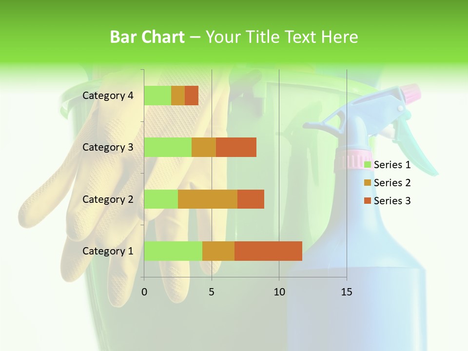 Wet Plastic Bucket With Cleaning Supplies Isolated On White Background PowerPoint Template