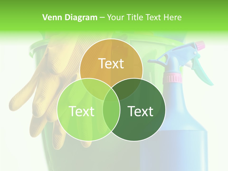 Wet Plastic Bucket With Cleaning Supplies Isolated On White Background PowerPoint Template