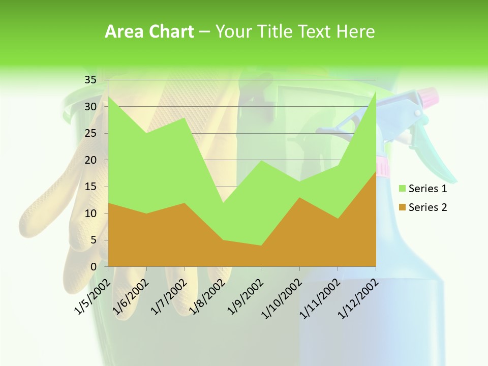Wet Plastic Bucket With Cleaning Supplies Isolated On White Background PowerPoint Template