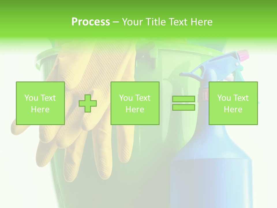 Wet Plastic Bucket With Cleaning Supplies Isolated On White Background PowerPoint Template