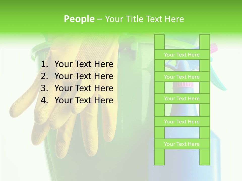 Wet Plastic Bucket With Cleaning Supplies Isolated On White Background PowerPoint Template