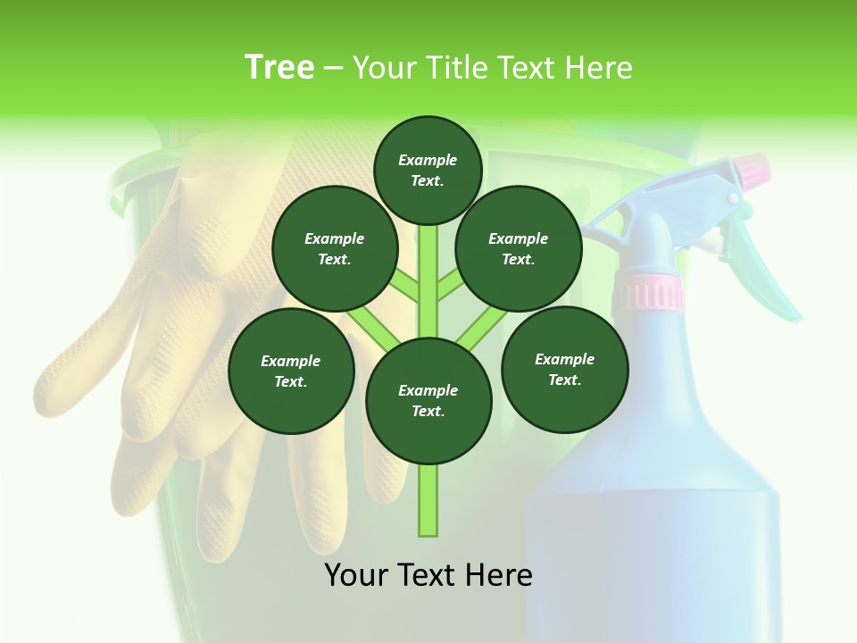 Wet Plastic Bucket With Cleaning Supplies Isolated On White Background PowerPoint Template