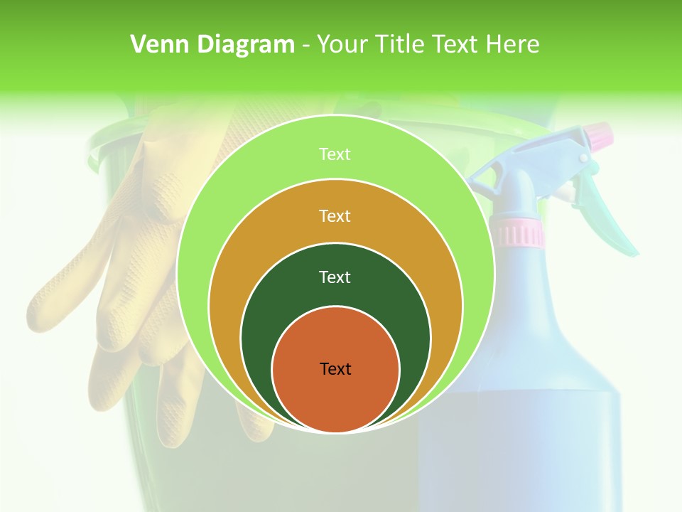 Wet Plastic Bucket With Cleaning Supplies Isolated On White Background PowerPoint Template