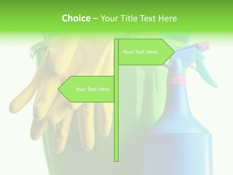 Wet Plastic Bucket With Cleaning Supplies Isolated On White Background PowerPoint Template