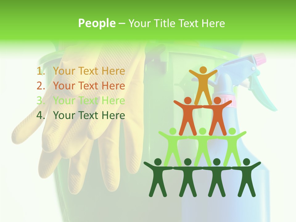 Wet Plastic Bucket With Cleaning Supplies Isolated On White Background PowerPoint Template