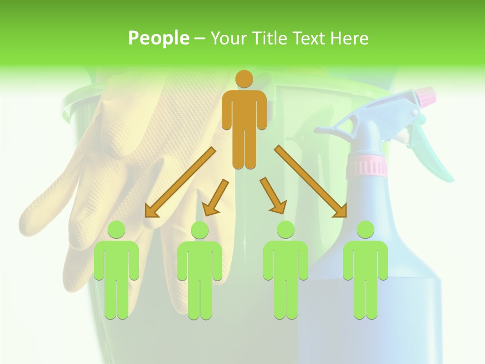 Wet Plastic Bucket With Cleaning Supplies Isolated On White Background PowerPoint Template