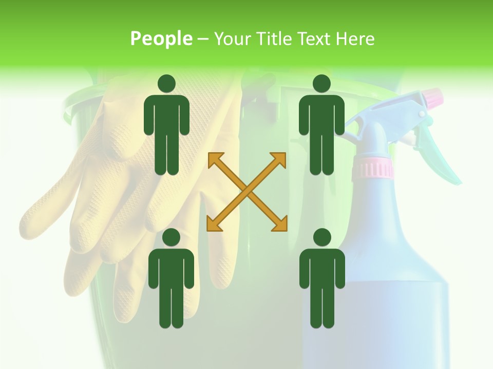 Wet Plastic Bucket With Cleaning Supplies Isolated On White Background PowerPoint Template