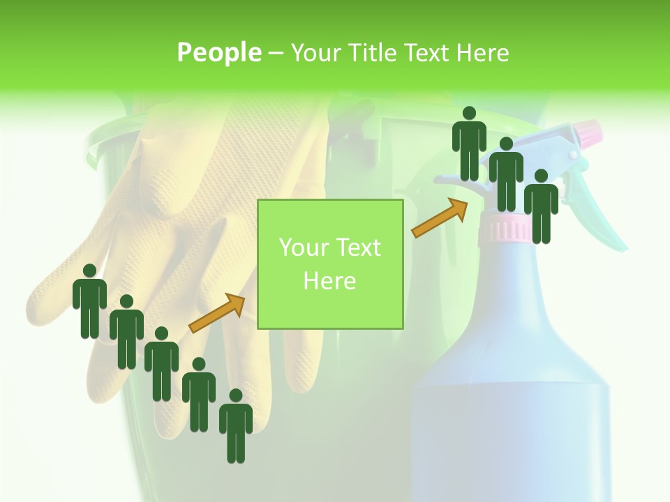 Wet Plastic Bucket With Cleaning Supplies Isolated On White Background PowerPoint Template