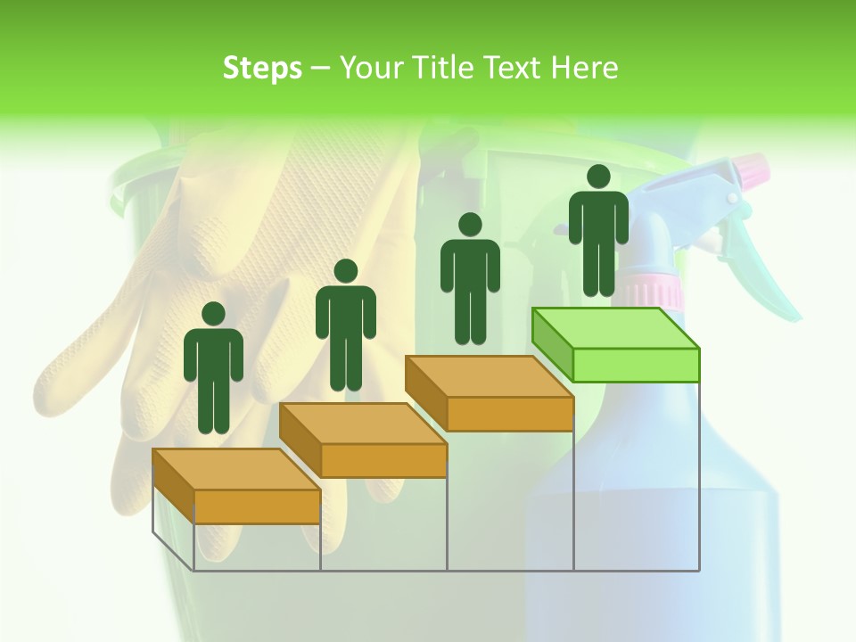 Wet Plastic Bucket With Cleaning Supplies Isolated On White Background PowerPoint Template