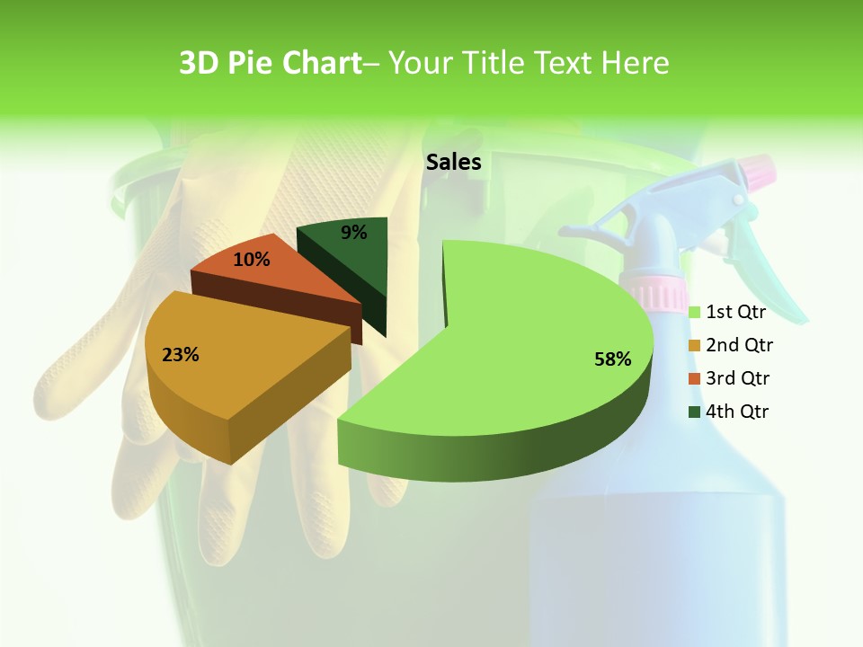 Wet Plastic Bucket With Cleaning Supplies Isolated On White Background PowerPoint Template